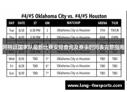 阿根廷国家队最新比赛安排查询及赛事时间表完整指南